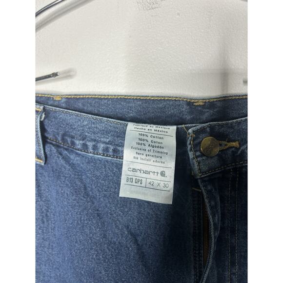 Carhartt Jeans Mens 42x30 Blue Denim Dungaree Fit Carpenter Work B13 DPS - Picture 6 of 6
